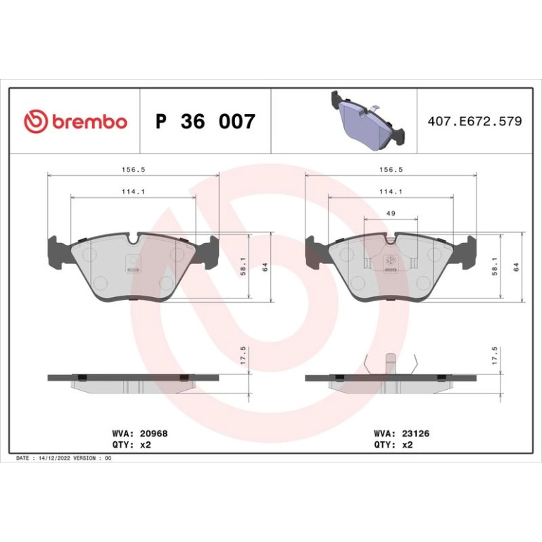 BREMBO Bremsklötze VA P 36 007 BREMBO Bremsklötze VA P 36 007