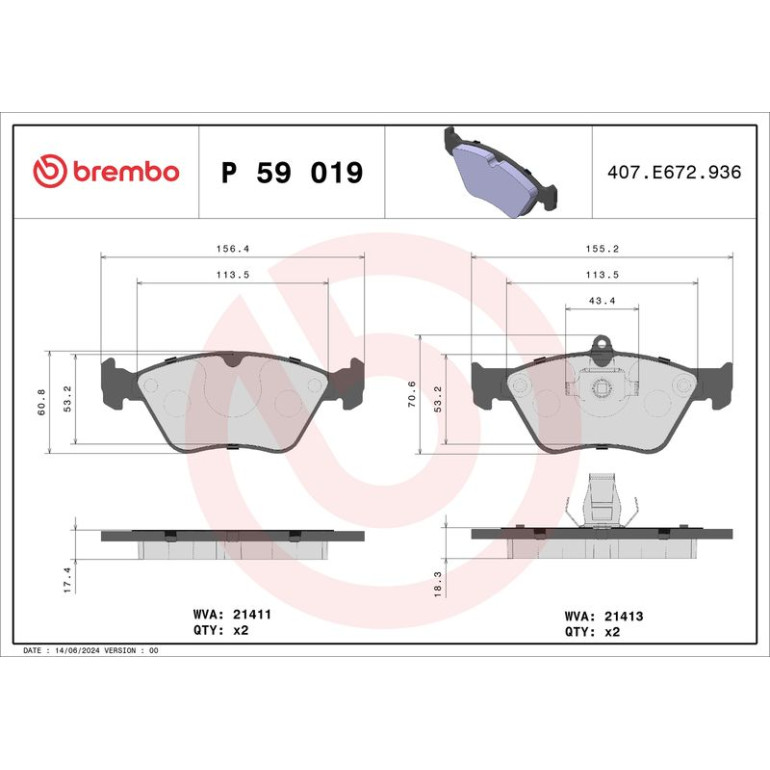 BREMBO Bremsklötze VA P 59 019 BREMBO Bremsklötze VA P 59 019