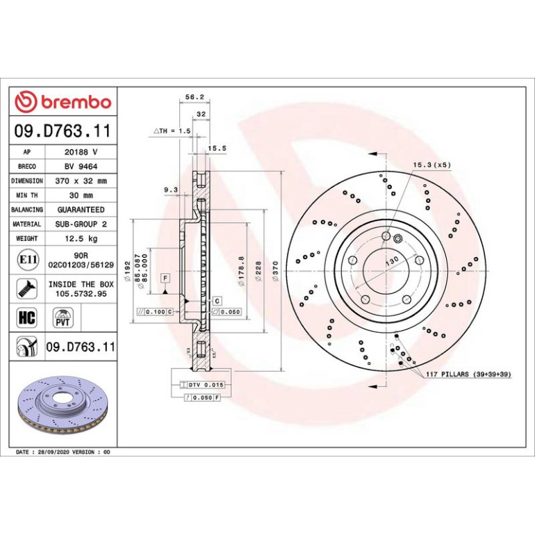 Bremsscheibe HA 09.D763.11 Bremsscheibe HA 09.D763.11