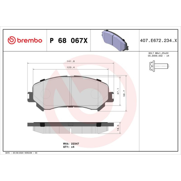 BREMBO Bremsklötze VA P 68 067X BREMBO Bremsklötze VA P 68 067X