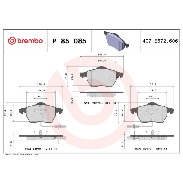 BREMBO Bremsklötze VA P 85 085 BREMBO Bremsklötze VA P 85 085