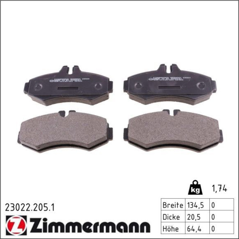 ZIMMERMANN Bremsbeläge 23022.205.1 ZIMMERMANN Bremsbeläge 23022.205.1