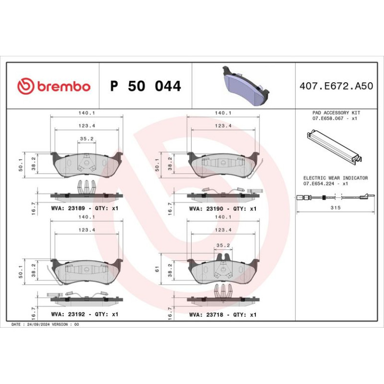 BREMBO Bremsklötze HA P 50 044 BREMBO Bremsklötze HA P 50 044