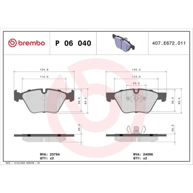 BREMBO Bremsklötze VA P 06 040 BREMBO Bremsklötze VA P 06 040