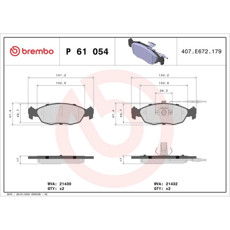 BREMBO Bremsklötze VA P 61 054