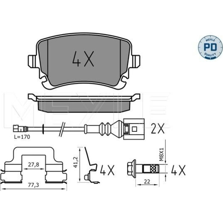 Bremsbelagsatz Vw T. T5 03- 1.9-3.2 Mit 2 Sensoren 025 233 2617-1/PD