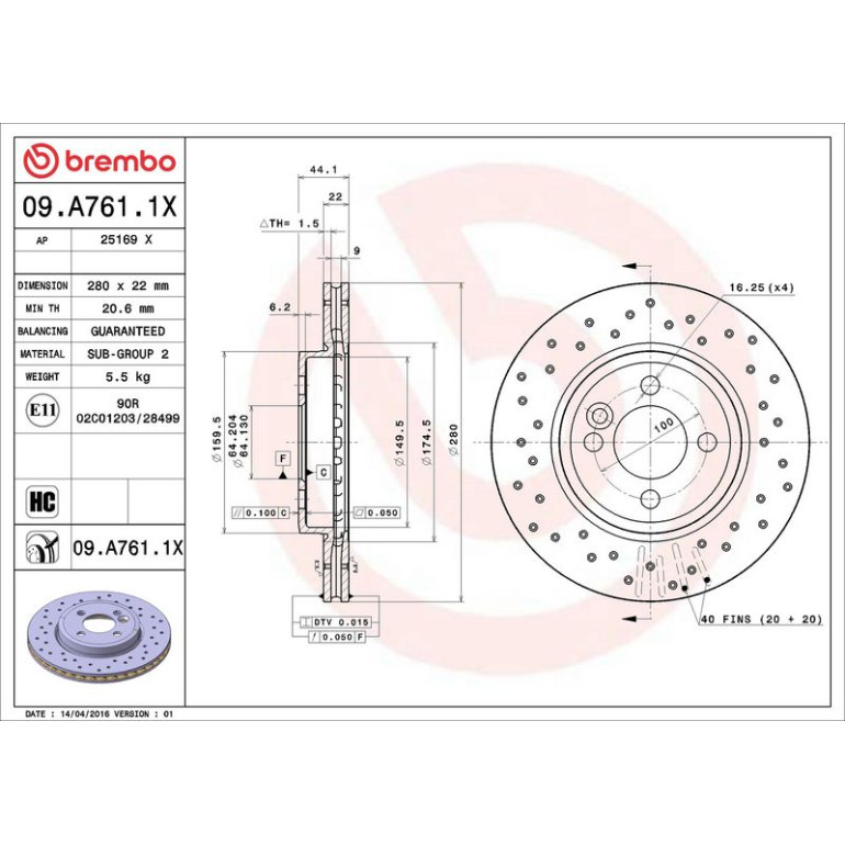 Bremsscheibe VA Xtra 09.A761.1X Bremsscheibe VA Xtra 09.A761.1X