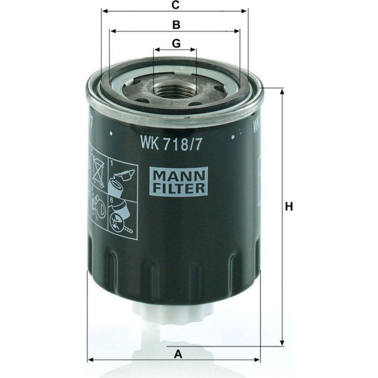 Mann & Hummel Kraftstofffilter Industrie WK 718/7 Mann & Hummel Kraftstofffilter Industrie WK 718/7