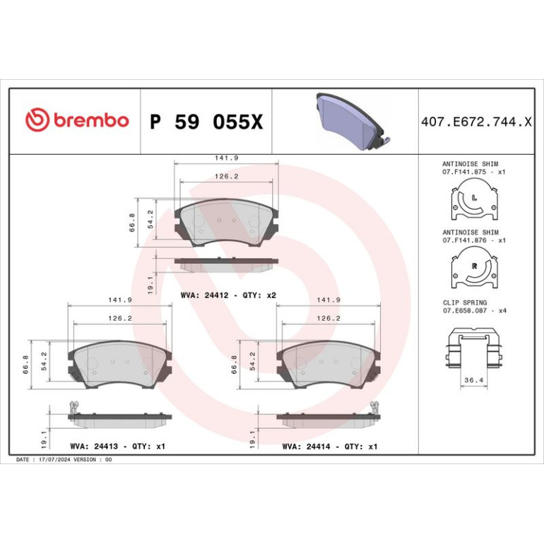 BREMBO Bremsklötze Xtra VA P 59 055X BREMBO Bremsklötze Xtra VA P 59 055X