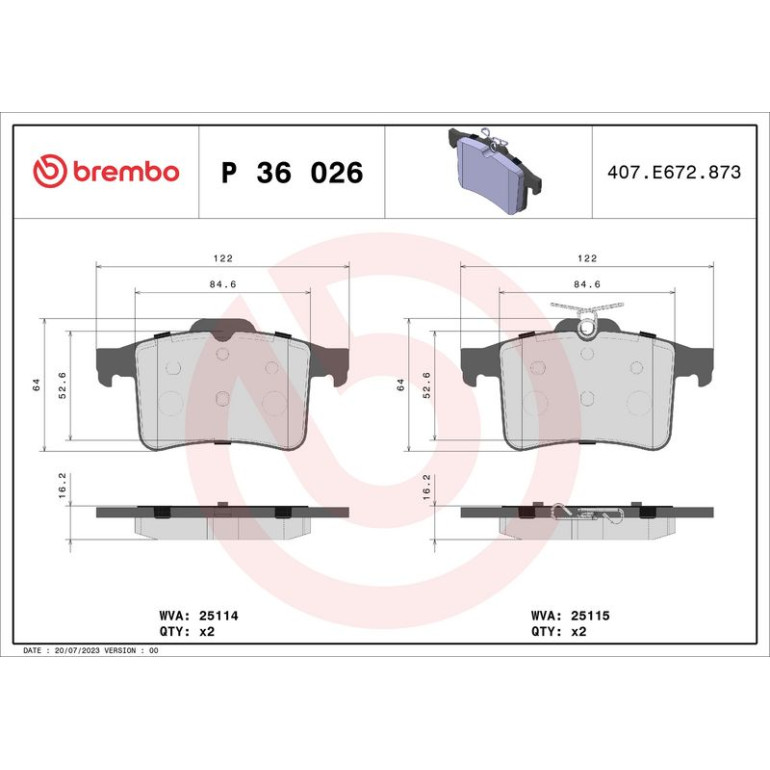 BREMBO Bremsklötze HA P 36 026 BREMBO Bremsklötze HA P 36 026