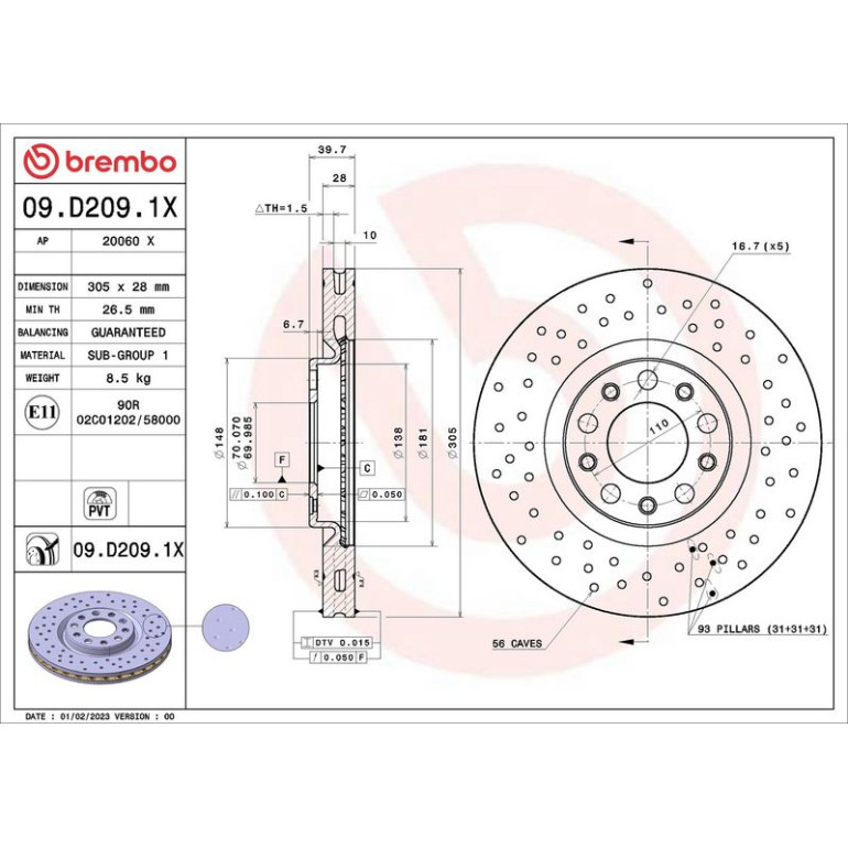 Bremsscheibe VA 09.D209.1X Bremsscheibe VA 09.D209.1X