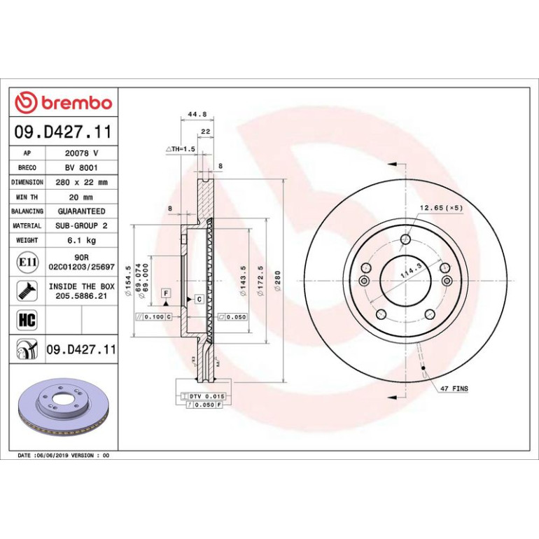 Bremsscheibe VA 09.D427.11 Bremsscheibe VA 09.D427.11