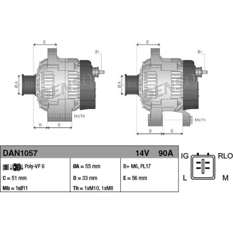 DENSO Generator DAN1057 DENSO Generator DAN1057