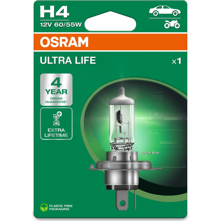 H4 12V 60/55W P43t ULTRA LIFE 4 Jahre Garantie 1 Stück H4 12V 60/55W P43t ULTRA LIFE 4 Jahre Garantie 1 Stück