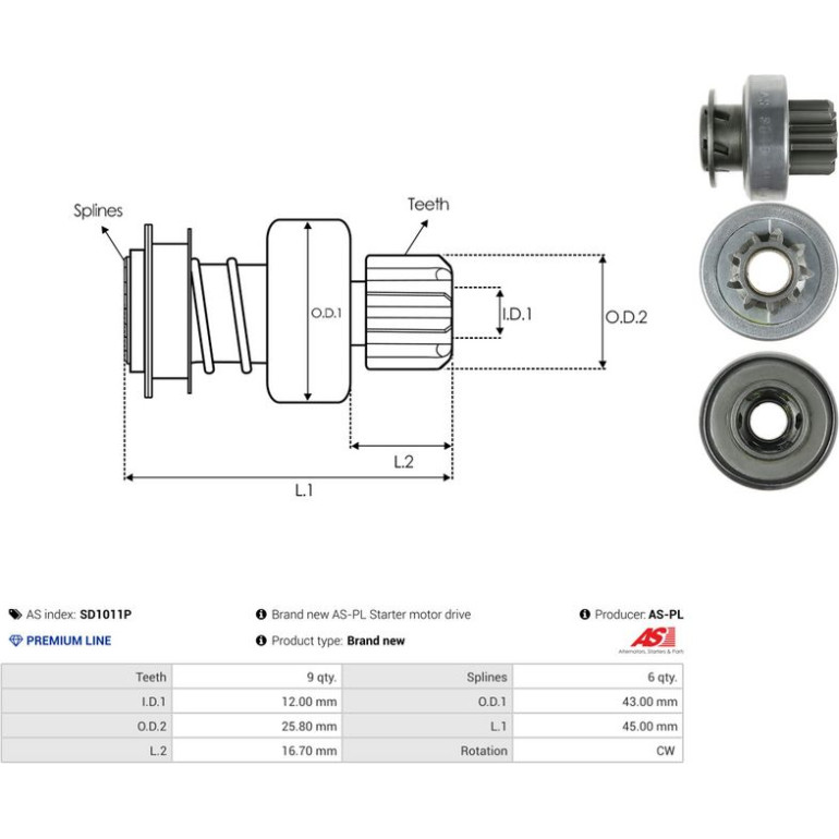 FREILAUFGETRIEBE, STARTER SD1011P FREILAUFGETRIEBE, STARTER SD1011P