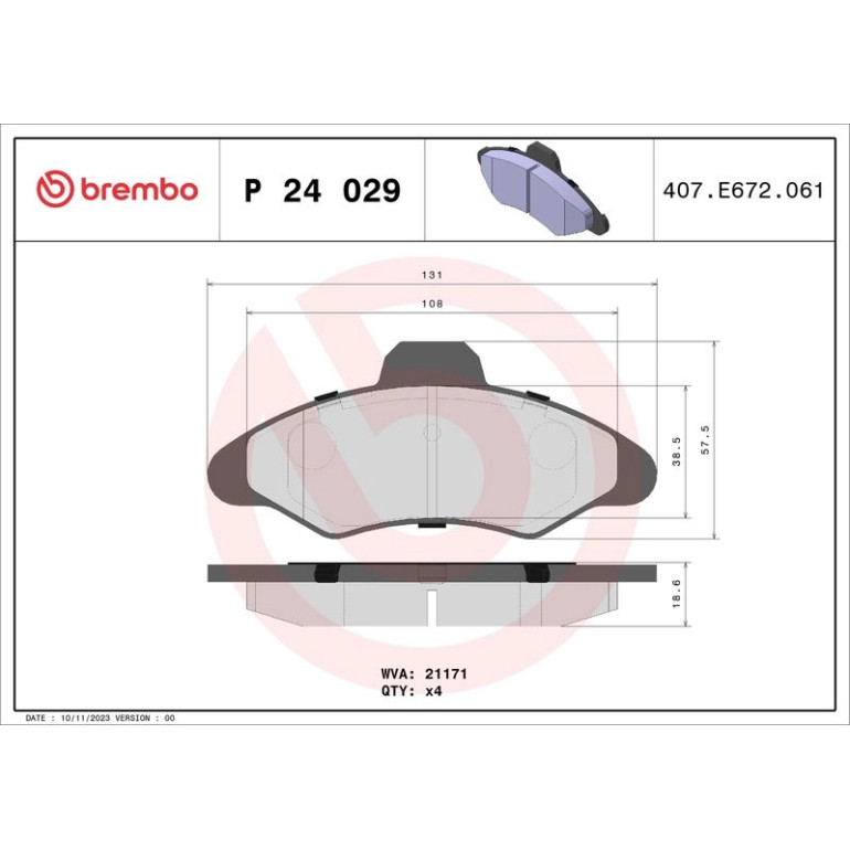 BREMBO Bremsklötze VA P 24 029 BREMBO Bremsklötze VA P 24 029