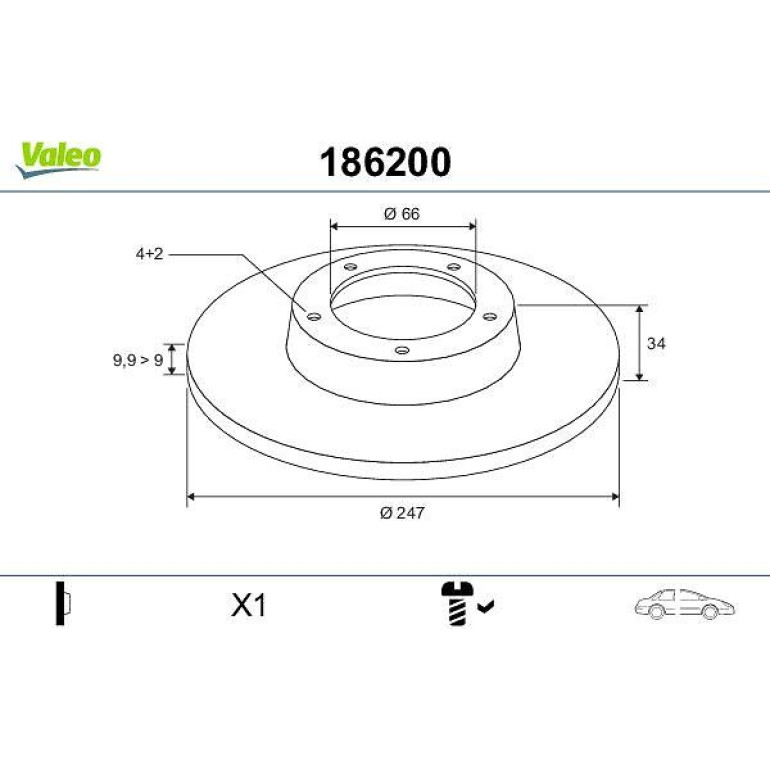 VALEO Bremsscheibe 186200 VALEO Bremsscheibe 186200
