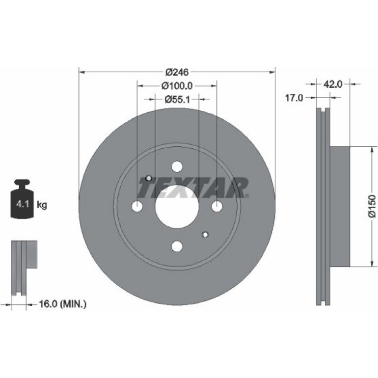 BREMSSCHEIBE DAIHATSU P. COPEN/SIRION 0,7-1,3 03-246X17 92165603