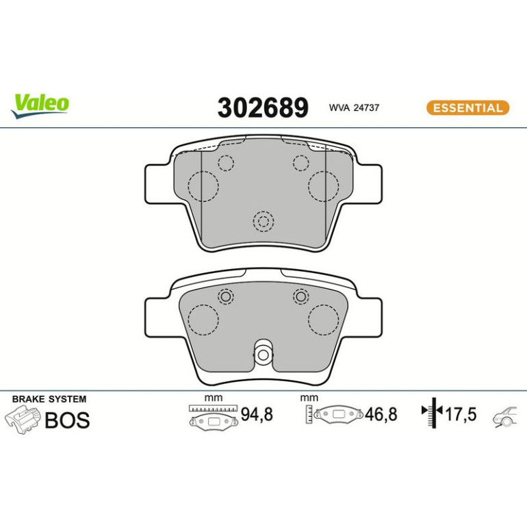 VALEO Bremsbeläge 302689 VALEO Bremsbeläge 302689