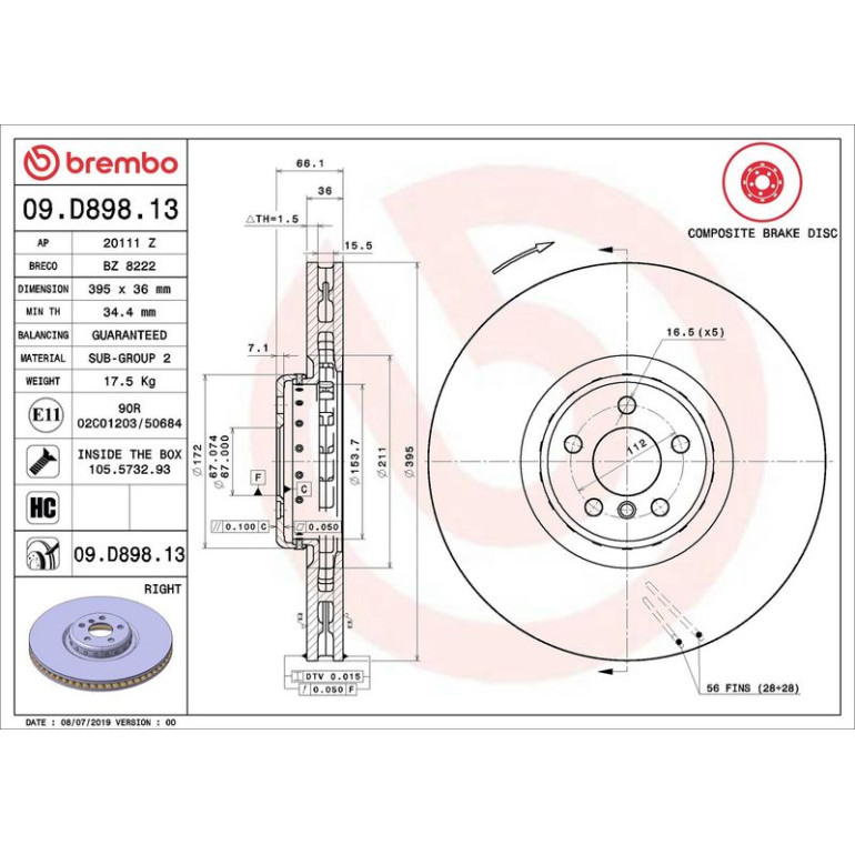 Bremsscheibe VA re 09.D898.13 Bremsscheibe VA re 09.D898.13