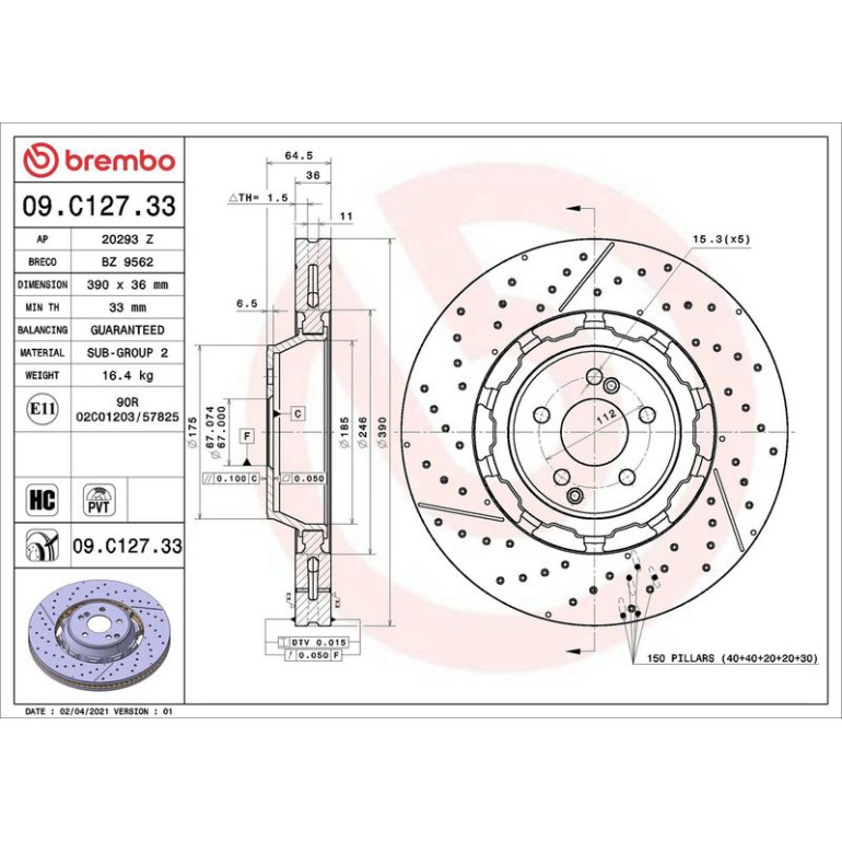Bremsscheibe VA 09.C127.33 Bremsscheibe VA 09.C127.33