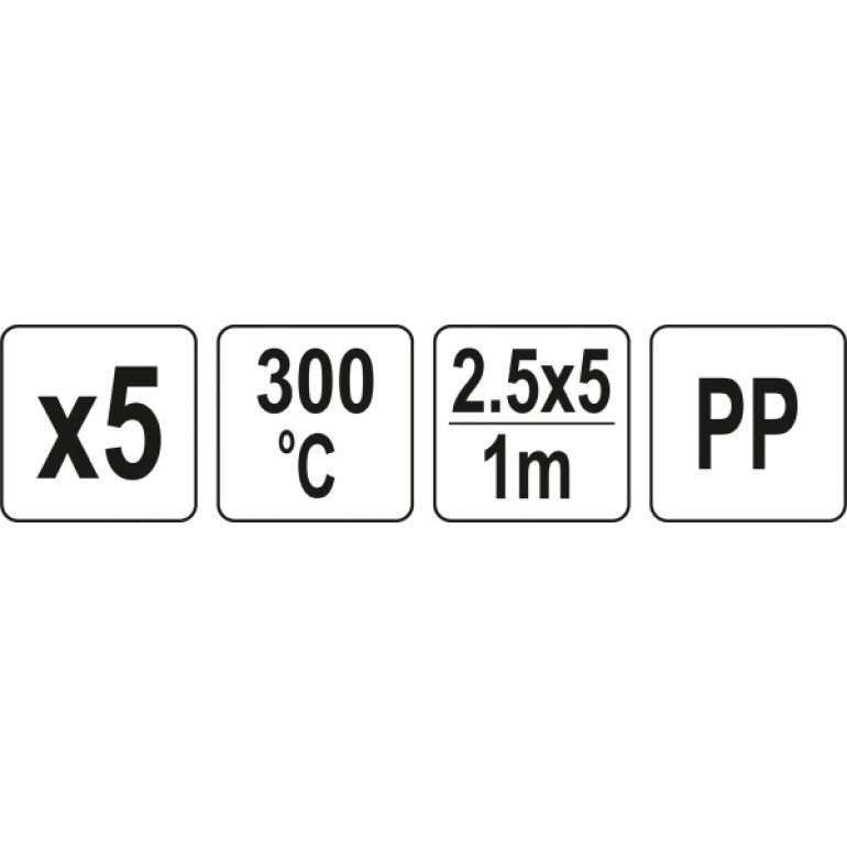 Pp-Einsätze 2,5X5mm, 5X1M, 5 St YT-82303 Pp-Einsätze 2,5X5mm, 5X1M, 5 St YT-82303
