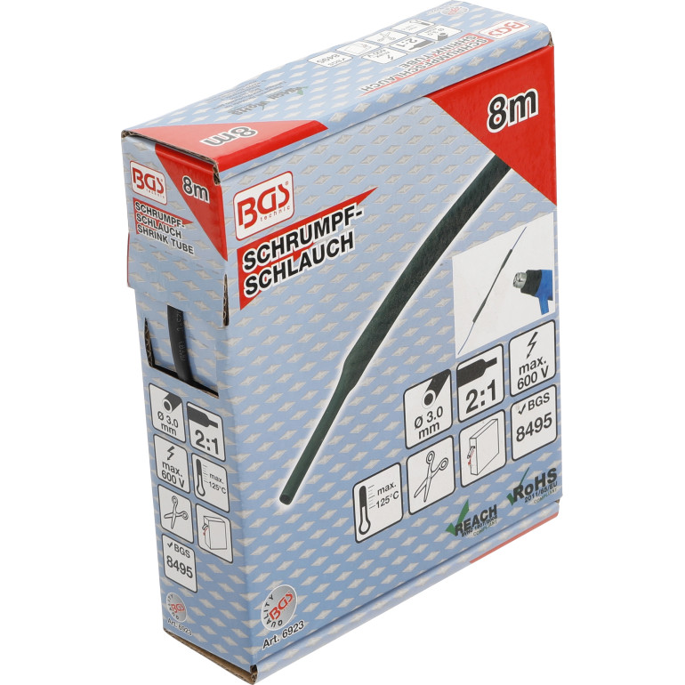 BGS Schrumpfschlauch-Box schwarz Ø 3 mm 8 m 6923 BGS Schrumpfschlauch-Box schwarz Ø 3 mm 8 m 6923