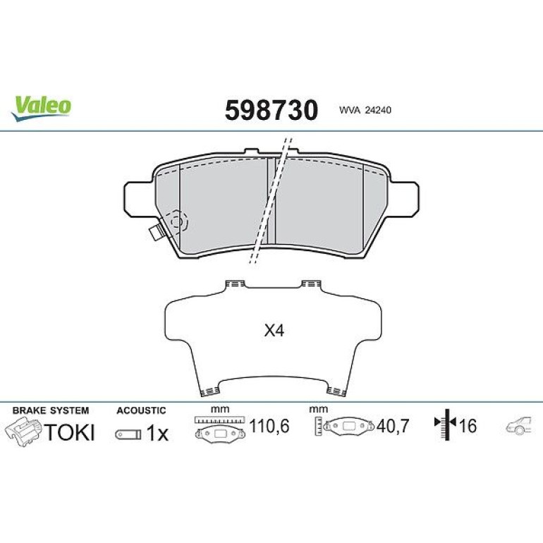 VALEO Bremsbeläge 598730 VALEO Bremsbeläge 598730