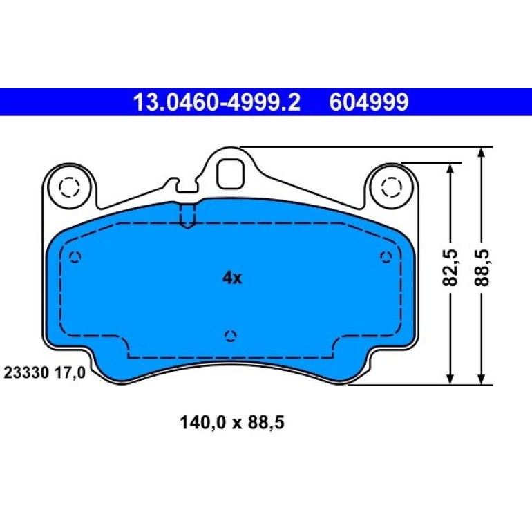 Bremsbelagsatz Porsche S. 911 3,6-3,8 00-12 13.0460-4999.2 Bremsbelagsatz Porsche S. 911 3,6-3,8 00-12 13.0460-4999.2