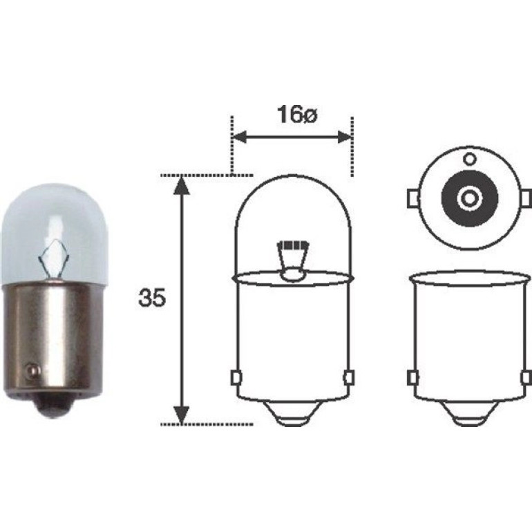 Glühlampe R10W 12V/10W Ba15S (Mit Kochmet.) 10Stk 004008100000