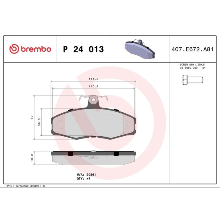 BREMBO Bremsklötze VA P 24 013 BREMBO Bremsklötze VA P 24 013