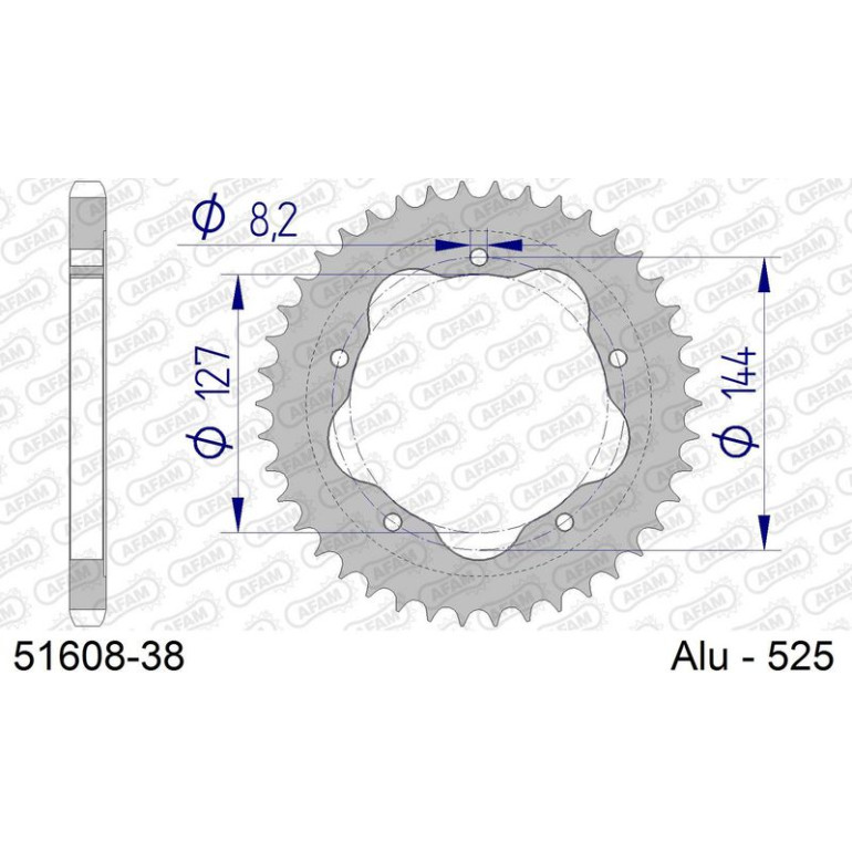 AFAM Kettenrad ALU 38 Zähne 51608-38 AFAM Kettenrad ALU 38 Zähne 51608-38