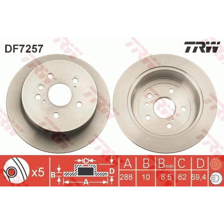 Bremsscheibe Lexus T. Rx 03-08 DF7257 Bremsscheibe Lexus T. Rx 03-08 DF7257