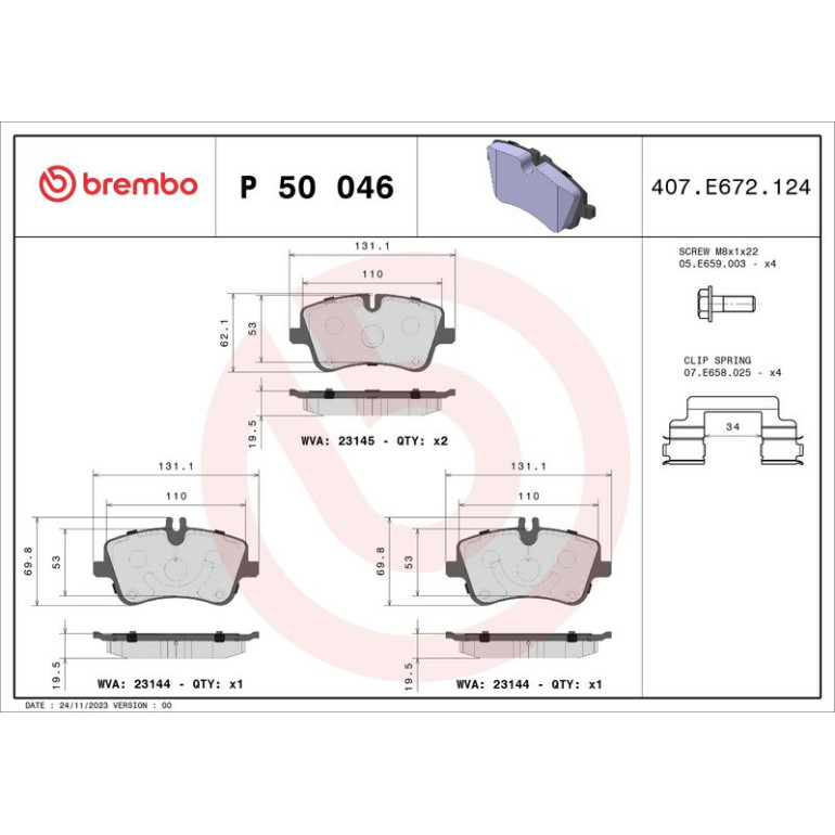 BREMBO Bremsklötze VA P 50 046 BREMBO Bremsklötze VA P 50 046