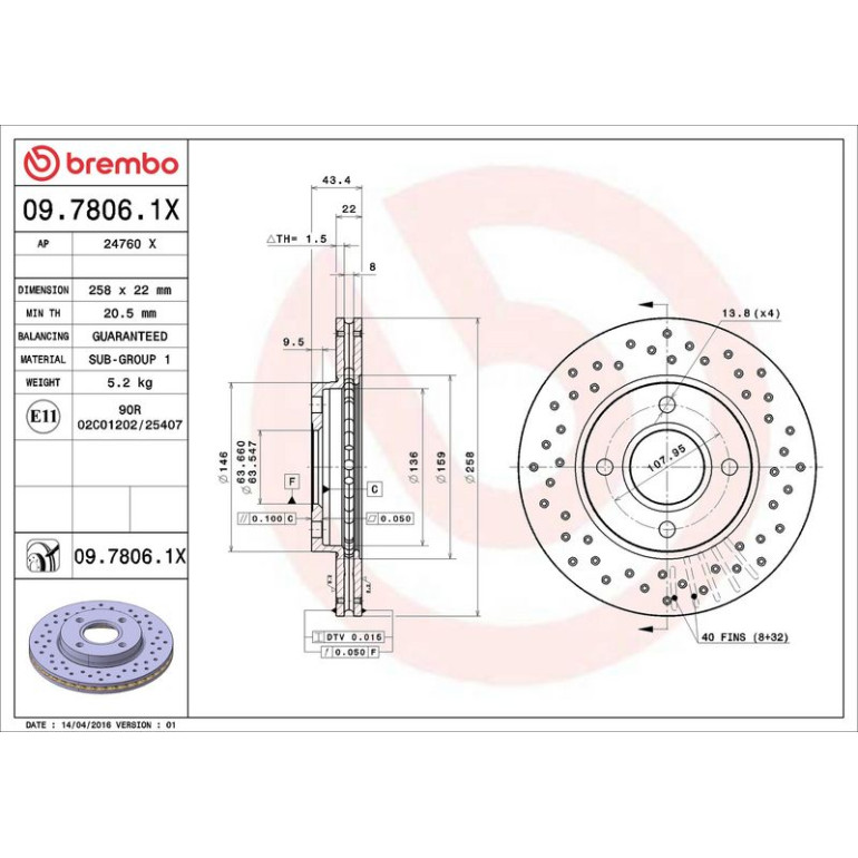 Bremsscheibe VA Xtra 09.7806.1X Bremsscheibe VA Xtra 09.7806.1X