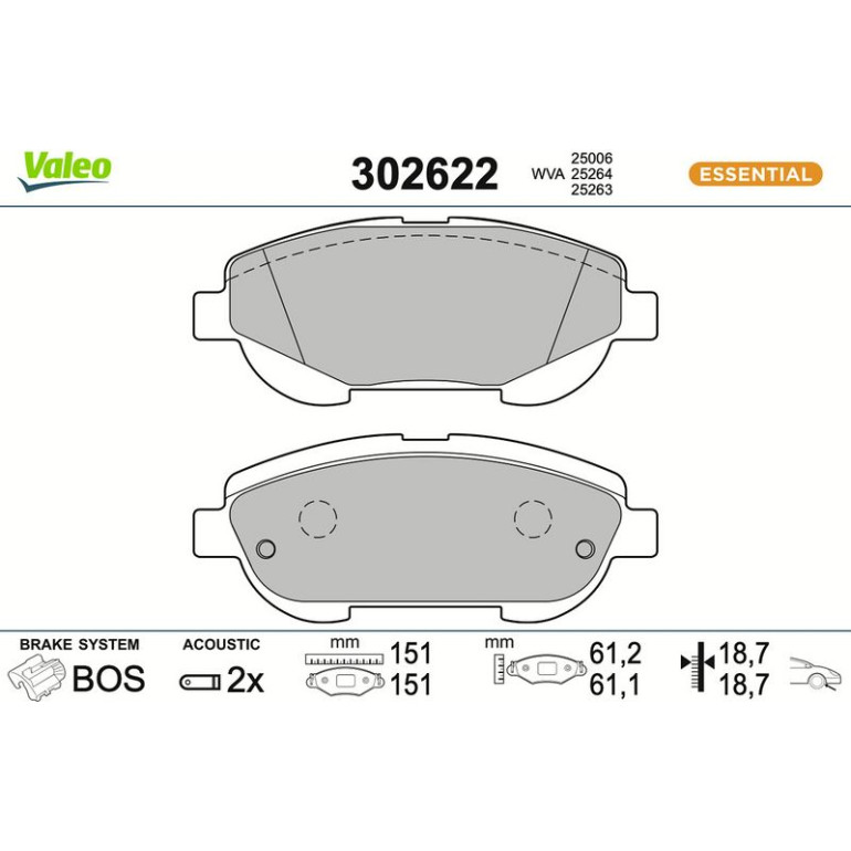 VALEO Bremsbeläge 302622 VALEO Bremsbeläge 302622