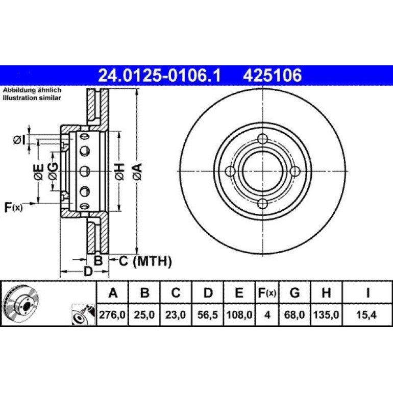 ATE Bremsscheibe 24.0125-0106.1