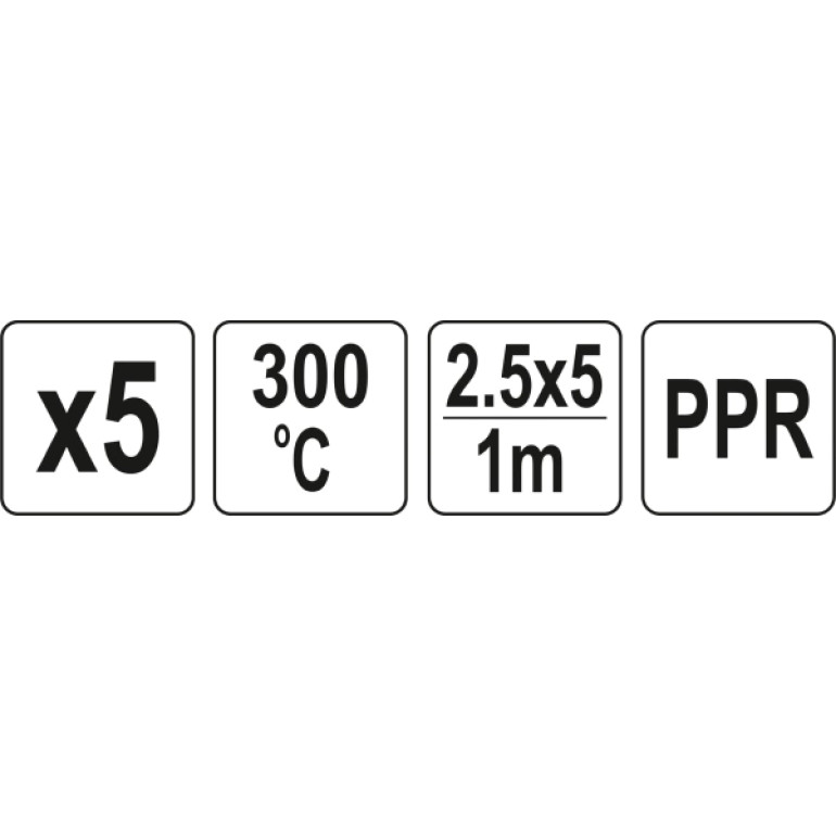 Ppr-Einsätze 2,5X5mm, 5X1M, 5 St YT-82307 Ppr-Einsätze 2,5X5mm, 5X1M, 5 St YT-82307