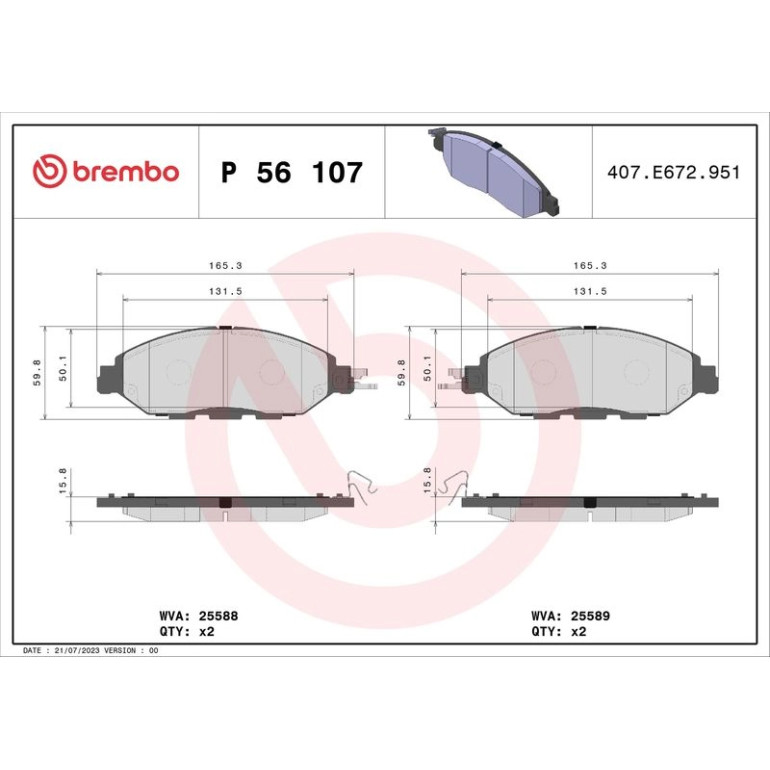 BREMBO Bremsklötze VA P 56 107 BREMBO Bremsklötze VA P 56 107