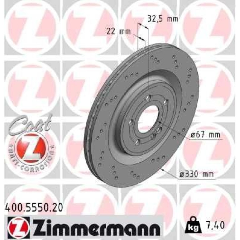 ZIMMERMANN Bremsscheibe 400.5550.20 ZIMMERMANN Bremsscheibe 400.5550.20