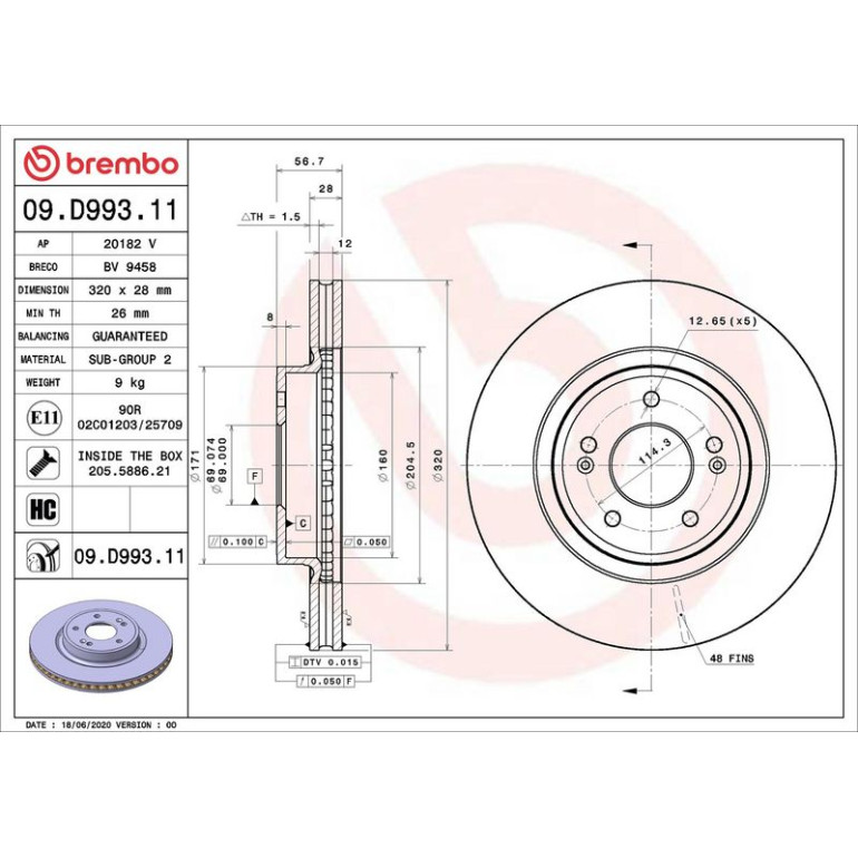 Bremsscheibe VA 09.D993.11 Bremsscheibe VA 09.D993.11