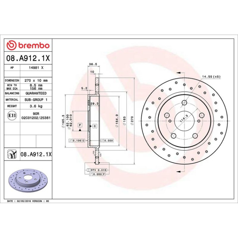Bremsscheibe HA Xtra 08.A912.1X