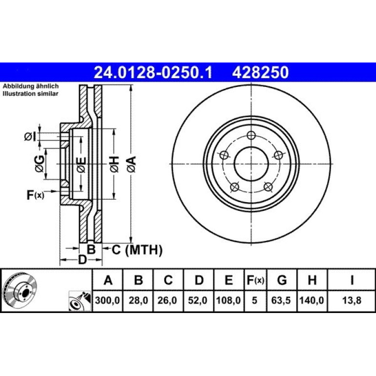 Bremsscheibe Ford P. Mondeo 1.6-2.5 07-15 24.0128-0250.1 Bremsscheibe Ford P. Mondeo 1.6-2.5 07-15 24.0128-0250.1
