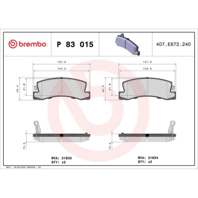 BREMBO Bremsklötze HA P 83 015 BREMBO Bremsklötze HA P 83 015