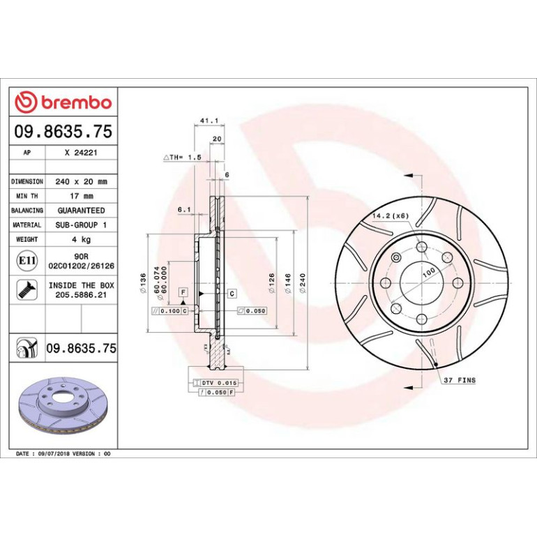 10 481 029M Bremsscheibe VA Brembo Max 09.8635.75