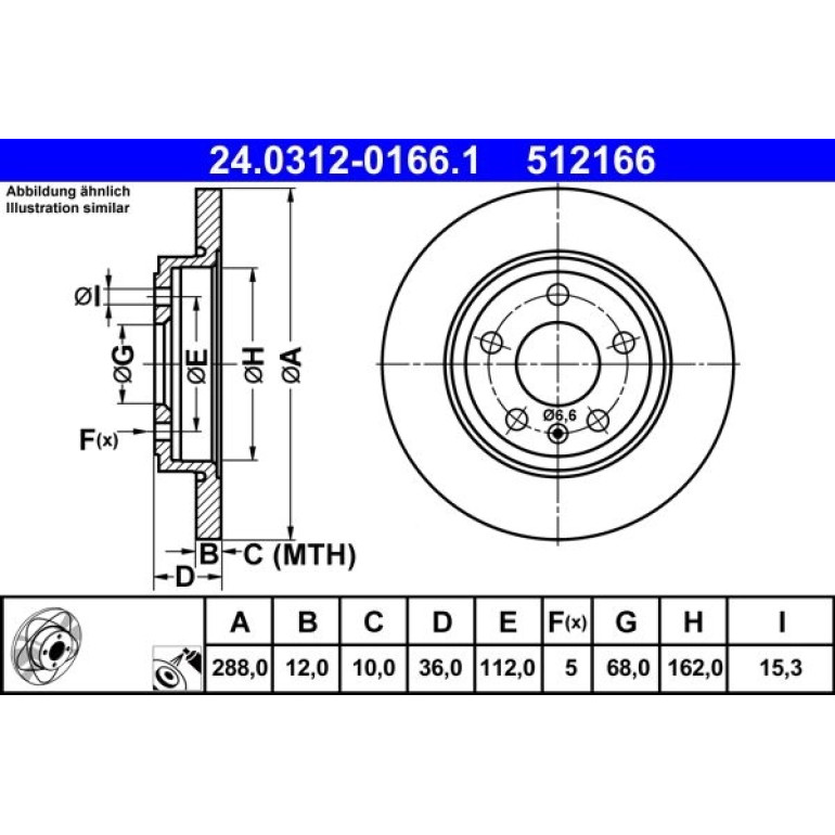 Bremsscheibe Audi T. A4 04-08 Power Disc 24.0312-0166.1 Bremsscheibe Audi T. A4 04-08 Power Disc 24.0312-0166.1
