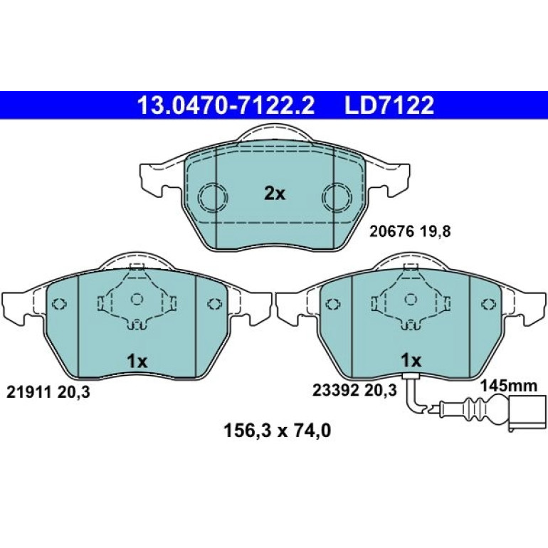 Bremsbelagsatz Sitz P. Leon/Toledo 1,4-2,8 98-06 Keramik 13.0470-7122.2 Bremsbelagsatz Sitz P. Leon/Toledo 1,4-2,8 98-06 Keramik 13.0470-7122.2