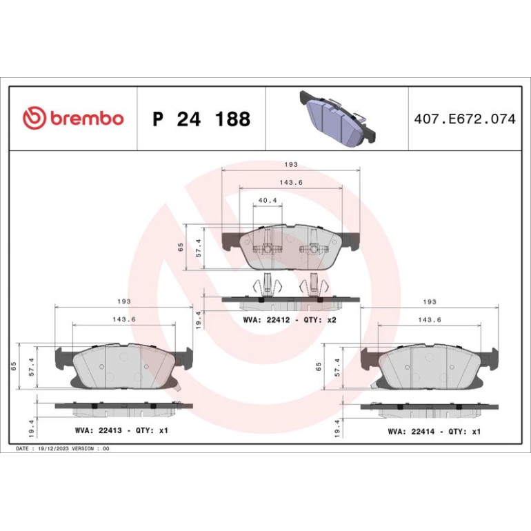 BREMBO Bremsklötze VA P 24 188 BREMBO Bremsklötze VA P 24 188