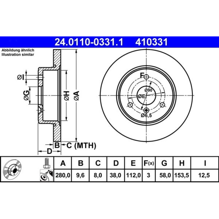 Bremsscheibe Smart P. Cabrio/City-Coupe/Fortwo 00 24.0110-0331.1 Bremsscheibe Smart P. Cabrio/City-Coupe/Fortwo 00 24.0110-0331.1