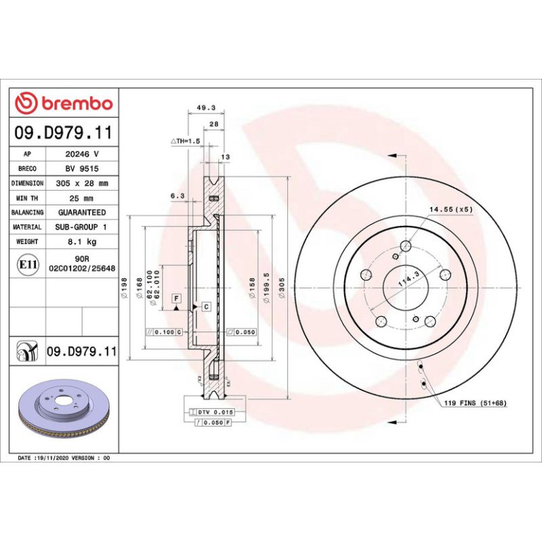 Bremsscheibe VA 09.D979.11 Bremsscheibe VA 09.D979.11